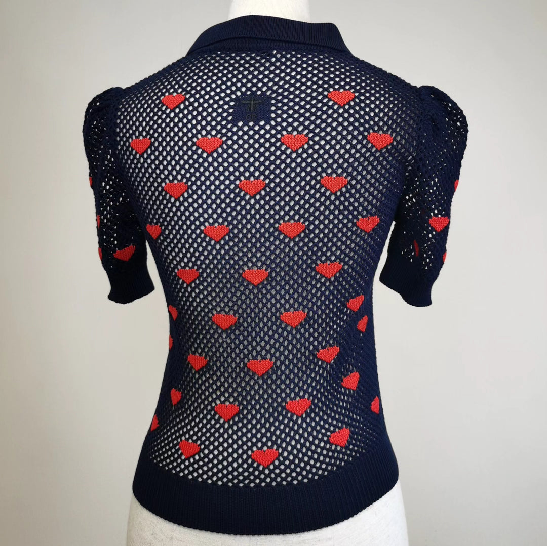 Christine Dior 襯衫 - 毛衣海軍藍和紅心我愛巴黎 上衣
Christine Dior Shirt - SWEATER Navy Blue and Red Hearts I Love Paris Top