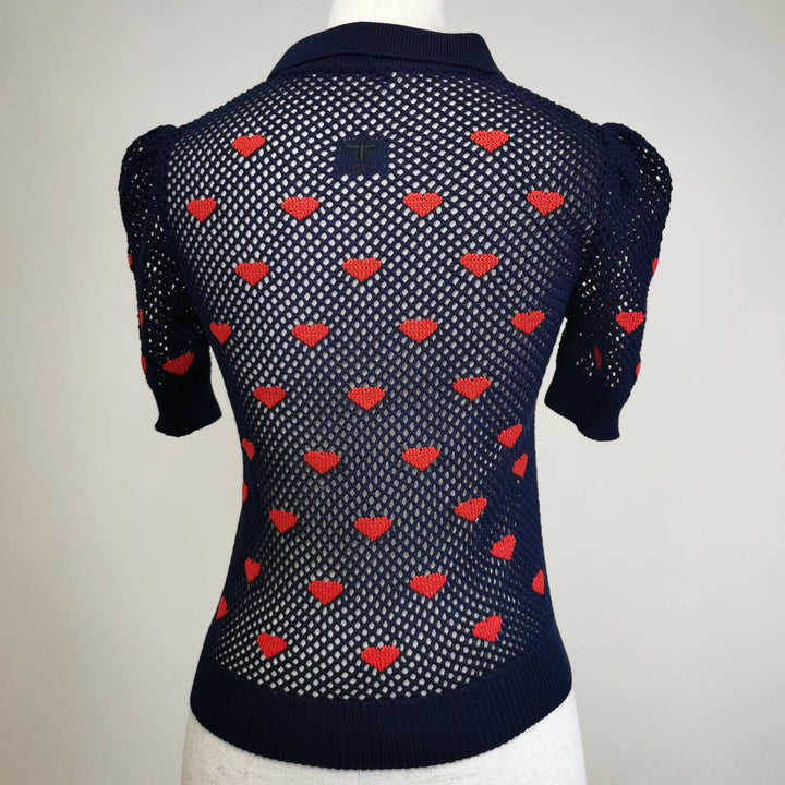 Christine Dior 襯衫 - 毛衣海軍藍和紅心我愛巴黎 上衣
Christine Dior Shirt - SWEATER Navy Blue and Red Hearts I Love Paris Top