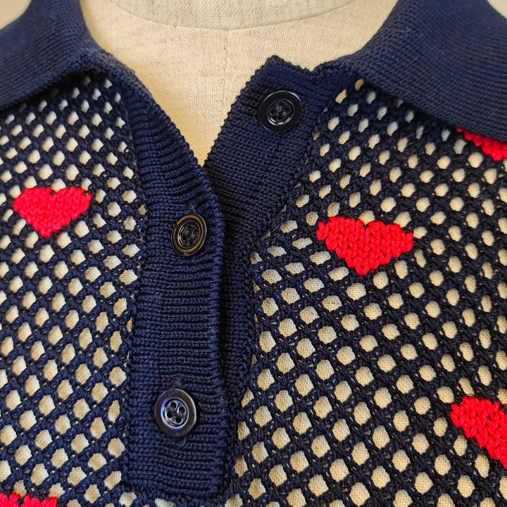 Christine Dior 襯衫 - 毛衣海軍藍和紅心我愛巴黎 上衣
Christine Dior Shirt - SWEATER Navy Blue and Red Hearts I Love Paris Top