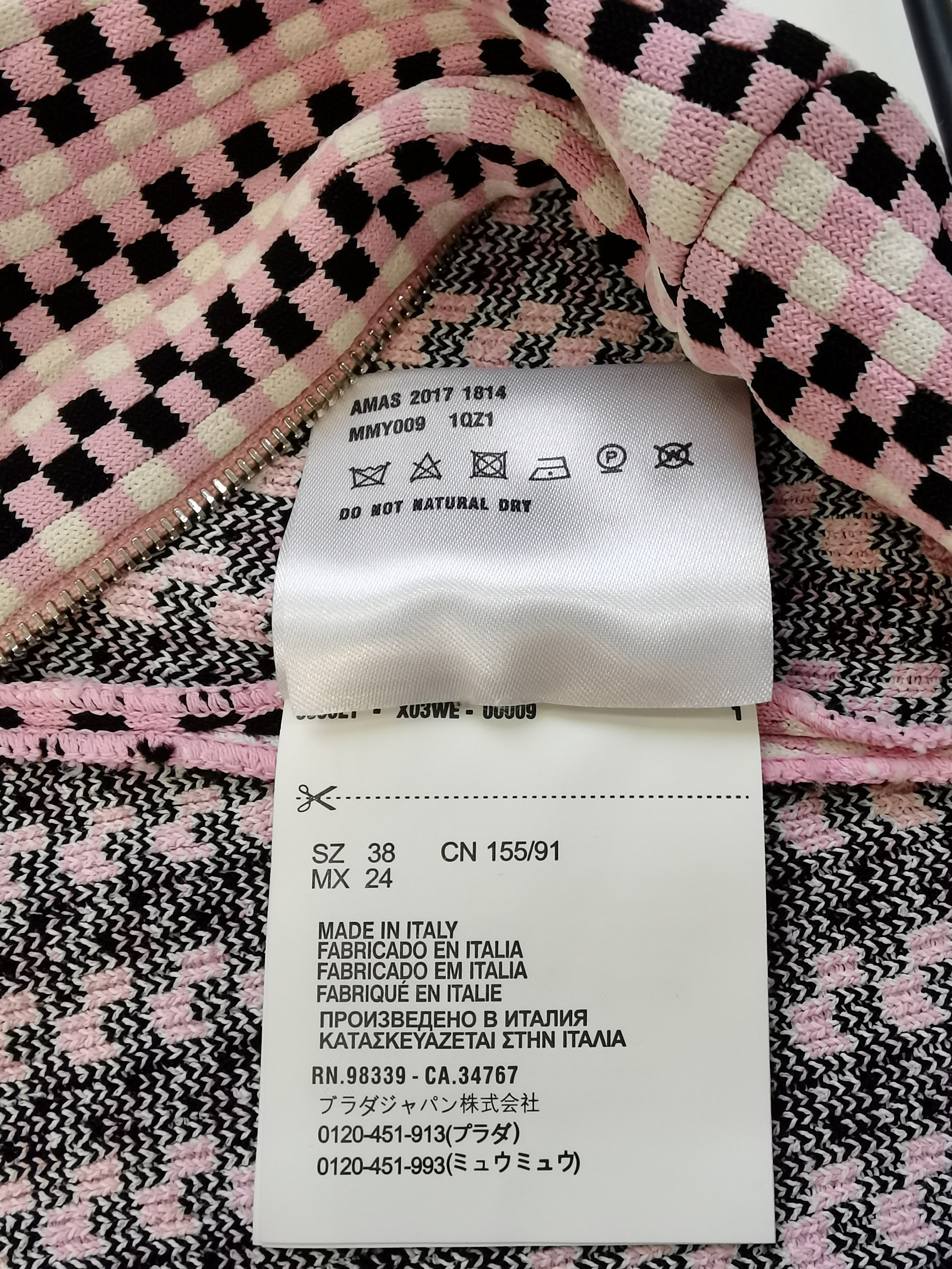 Miu Miu 格紋拉鏈針織連身褲Miu Miu Check Zipper Knit Jumpsuit