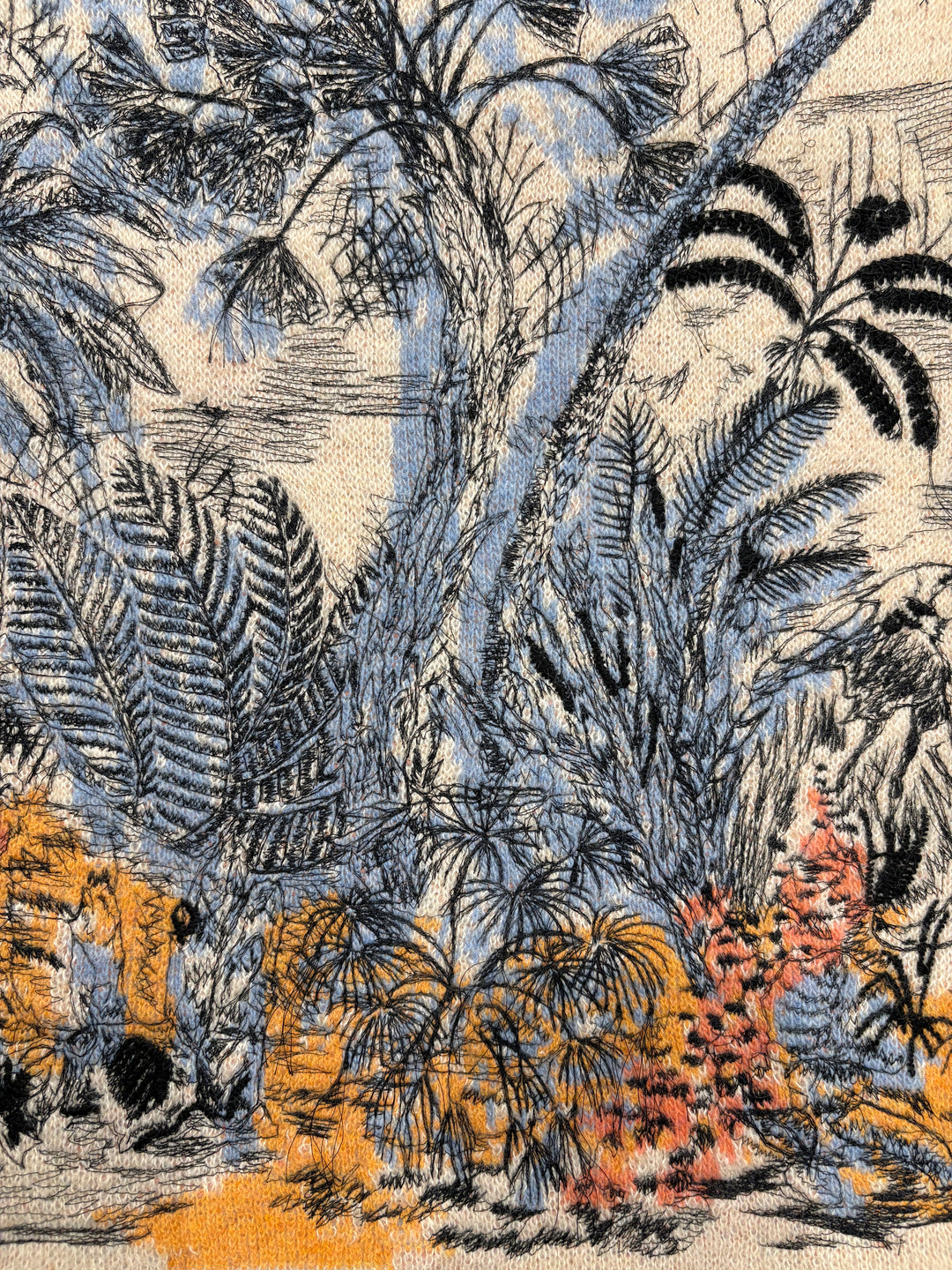 Christian Dior米色植物印花圓領針織上衣 Christian Dior beige botanical print crew neck knit top