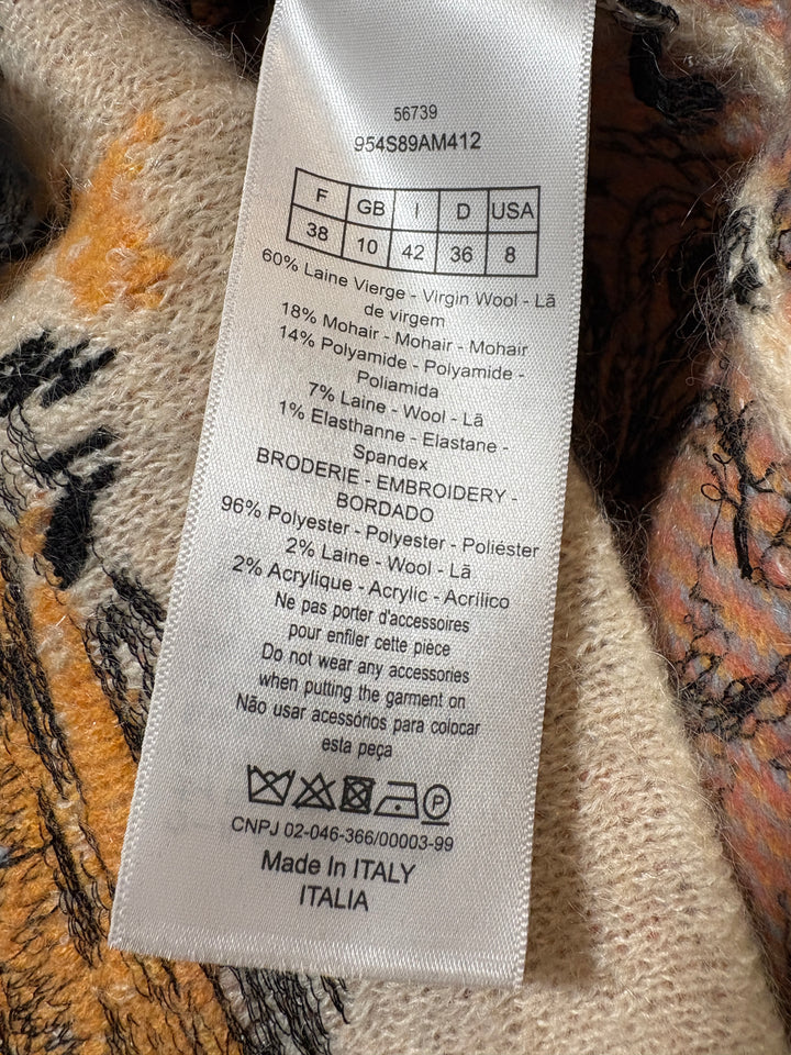 Christian Dior米色植物印花圓領針織上衣 Christian Dior beige botanical print crew neck knit top