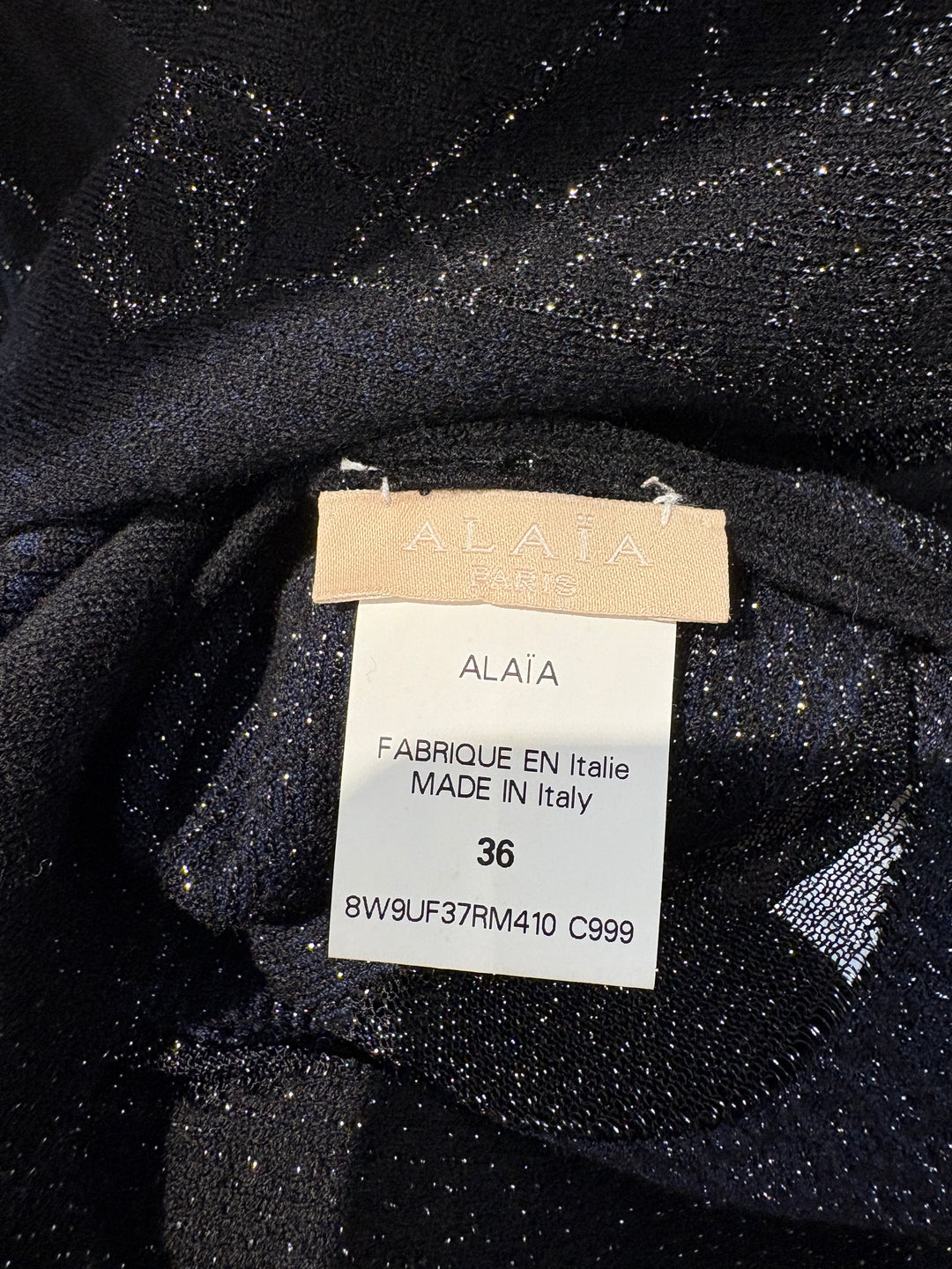 ALAIA黑色閃銀花卉針織連身裙 ALAIA Black Sparkling Silver Floral Knit Dress