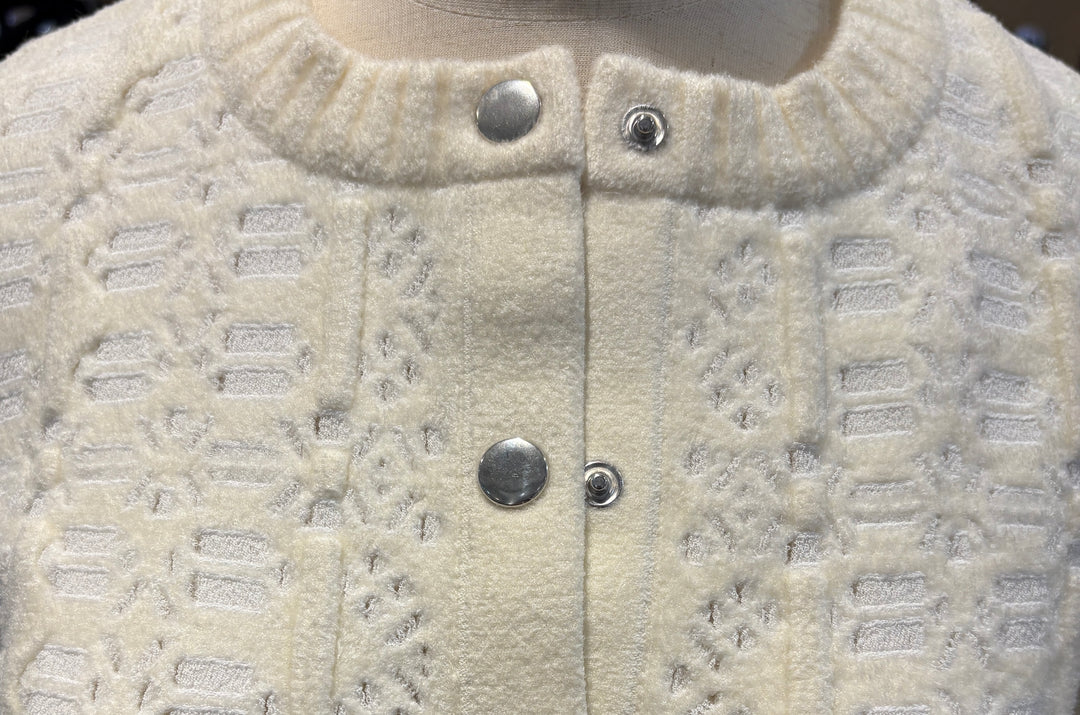 Alaia白色鏤空針織短款開衫 ALAIA White Openwork Knit Short Cardigan