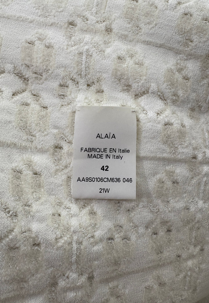 Alaia白色鏤空針織短款開衫 ALAIA White Openwork Knit Short Cardigan