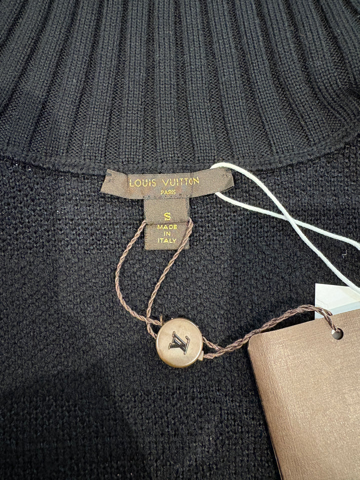 Louis Vuitton 黑色亮片拉鏈高領針織外套