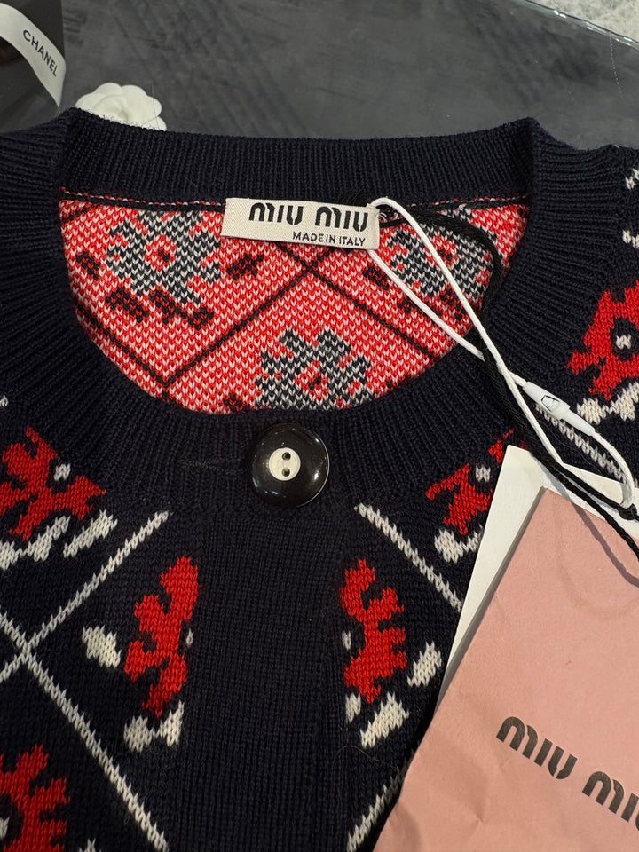 MIU MIU 花卉針織開襟外套 MIU MIU Floral Knit Cardigan