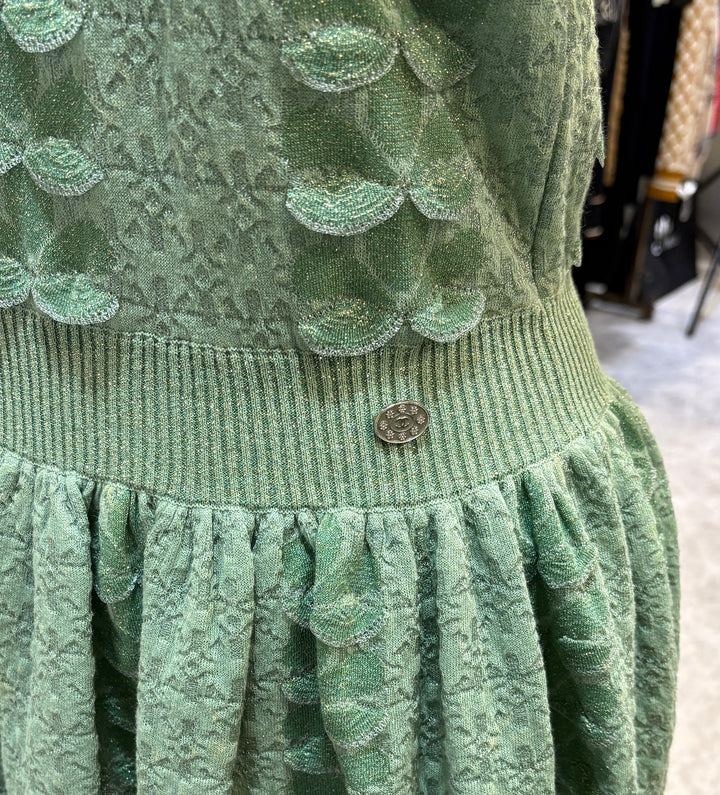 CHANEL薄荷綠花瓣針織連身裙 CHANEL Mint Green Petal Knit Dress