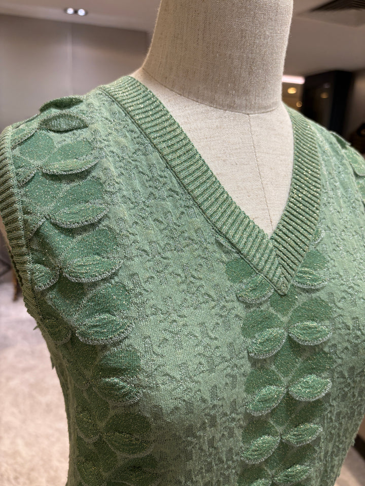 CHANEL薄荷綠花瓣針織連身裙 CHANEL Mint Green Petal Knit Dress