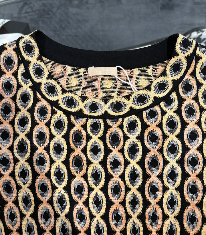 ALAÏA 幾何圖案針織洋裝 ALAÏA geometric pattern knitted dress
