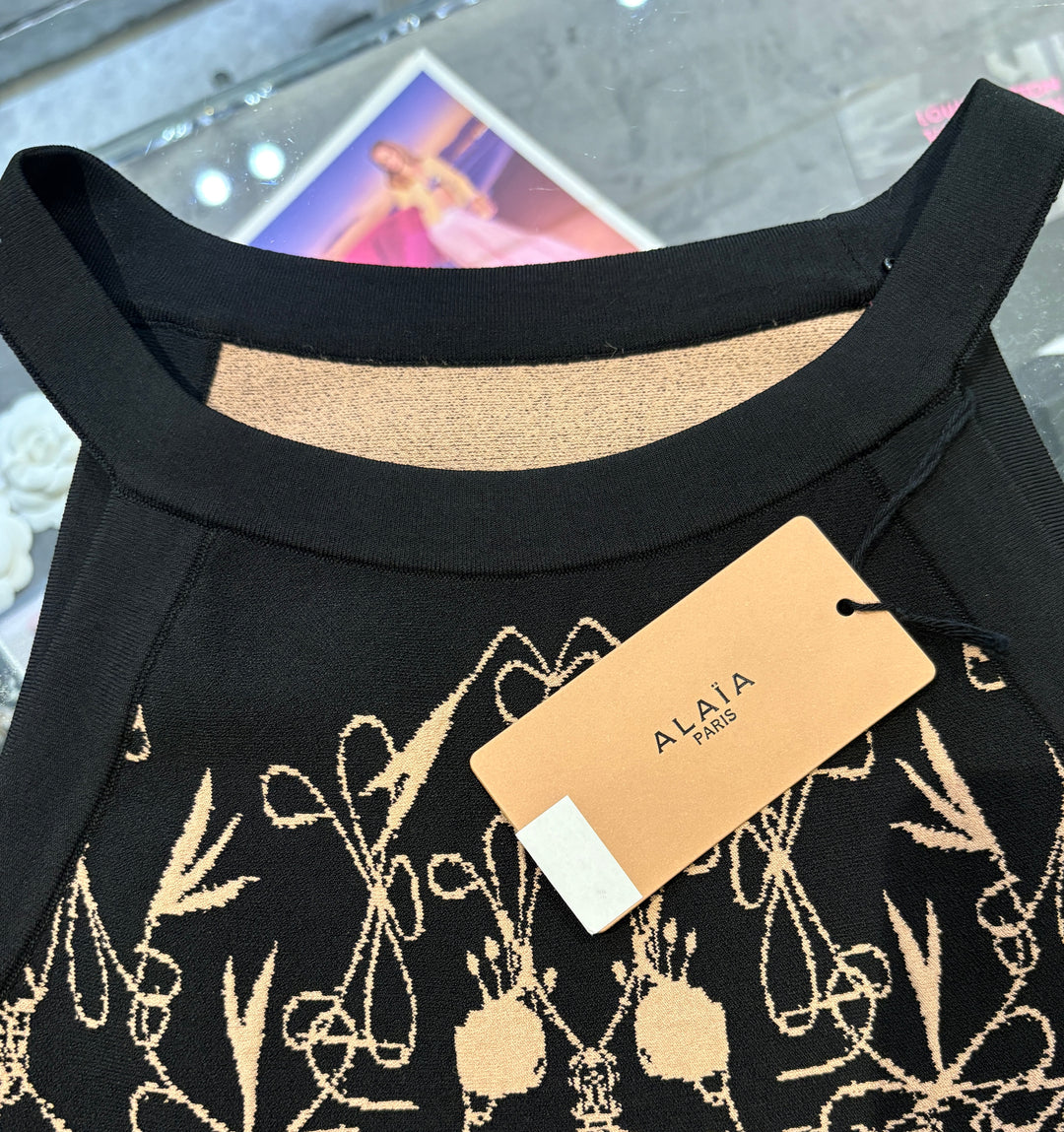 ALAÏA掛頸圖案針織連身裙 ALAÏA halter neck pattern knit dress