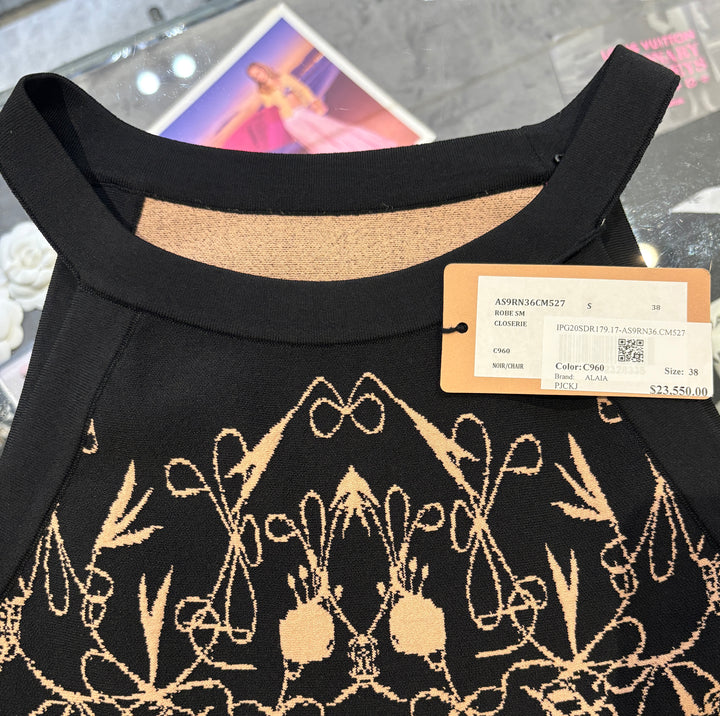 ALAÏA掛頸圖案針織連身裙 ALAÏA halter neck pattern knit dress
