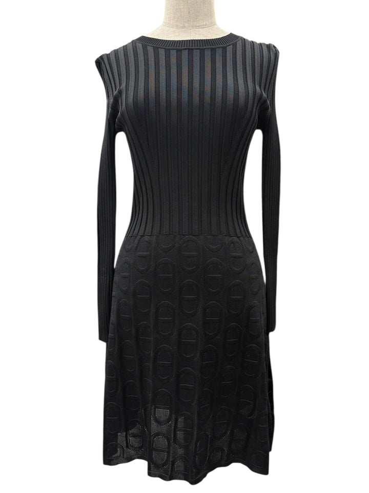 Hermès  圖案提花 絲絨針織黑色連身裙 Hermès graphic jacquard velvet knit black dress