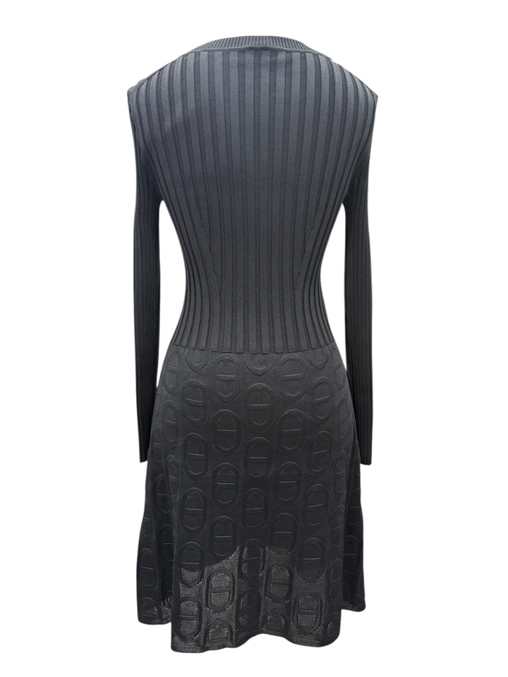 Hermès  圖案提花 絲絨針織黑色連身裙 Hermès graphic jacquard velvet knit black dress