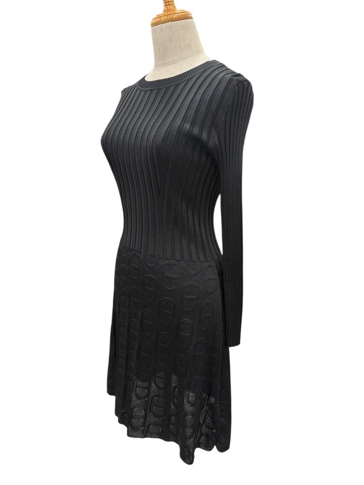 Hermès  圖案提花 絲絨針織黑色連身裙 Hermès graphic jacquard velvet knit black dress
