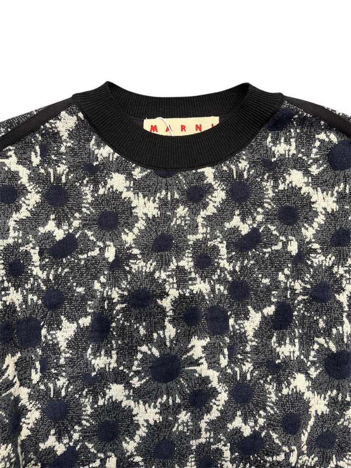 Marni水墨印花拼接圓領針織上衣 Marni ink-wash print patchwork crew neck knit top