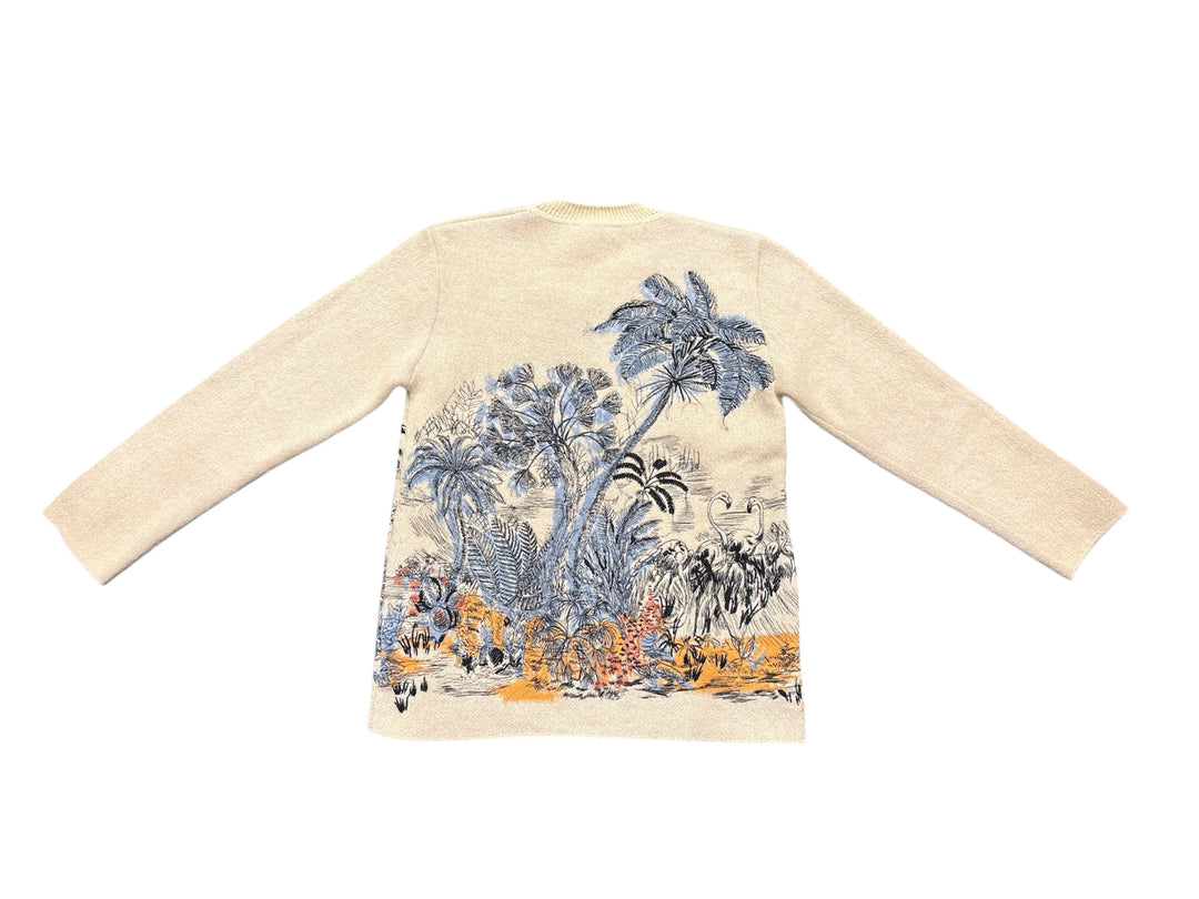 Christian Dior米色植物印花圓領針織上衣 Christian Dior beige botanical print crew neck knit top