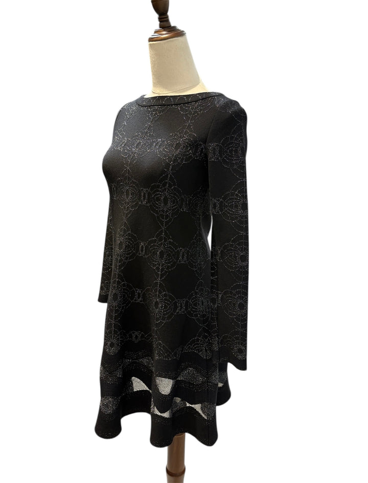 ALAIA黑色閃銀花卉針織連身裙 ALAIA Black Sparkling Silver Floral Knit Dress