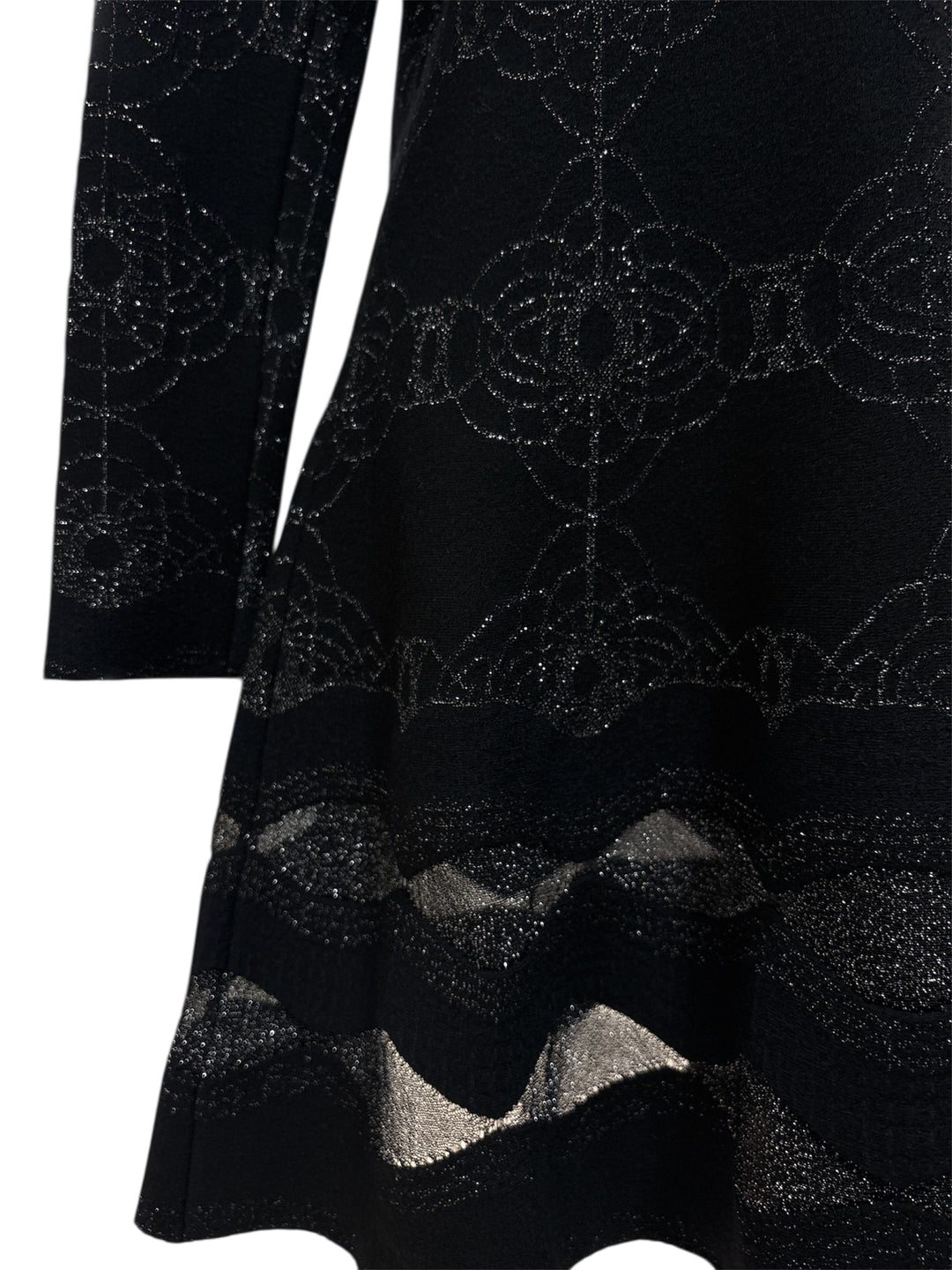 ALAIA黑色閃銀花卉針織連身裙 ALAIA Black Sparkling Silver Floral Knit Dress