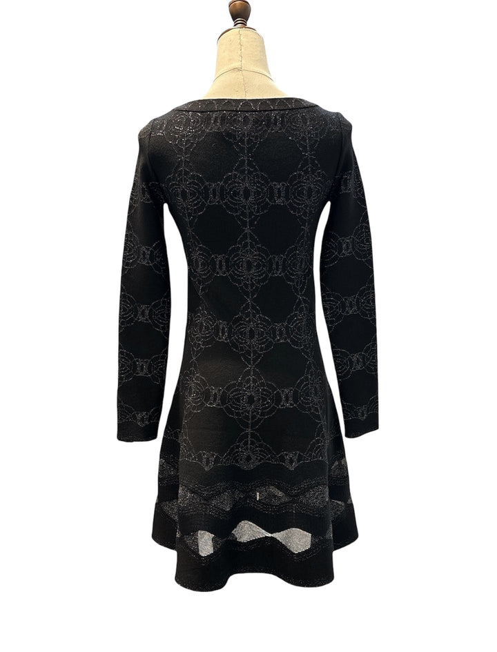 ALAIA黑色閃銀花卉針織連身裙 ALAIA Black Sparkling Silver Floral Knit Dress