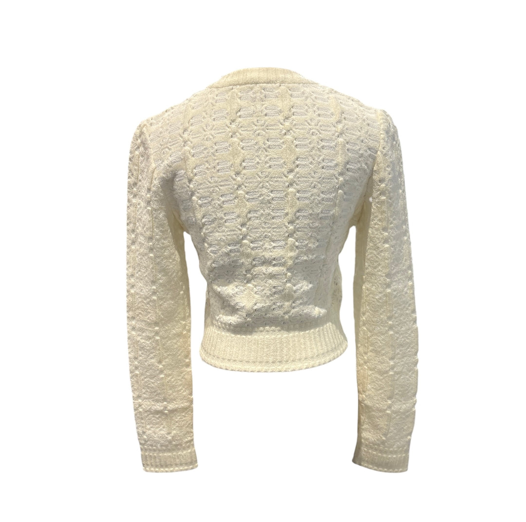 Alaia白色鏤空針織短款開衫 ALAIA White Openwork Knit Short Cardigan