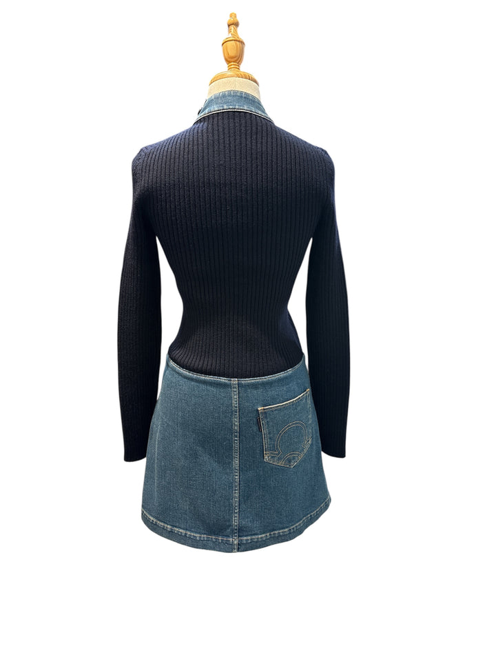 OUIS VUITTON LV 針織拼接丹寧連身裙 LOUIS VUITTON LV Knitted Denim Dress