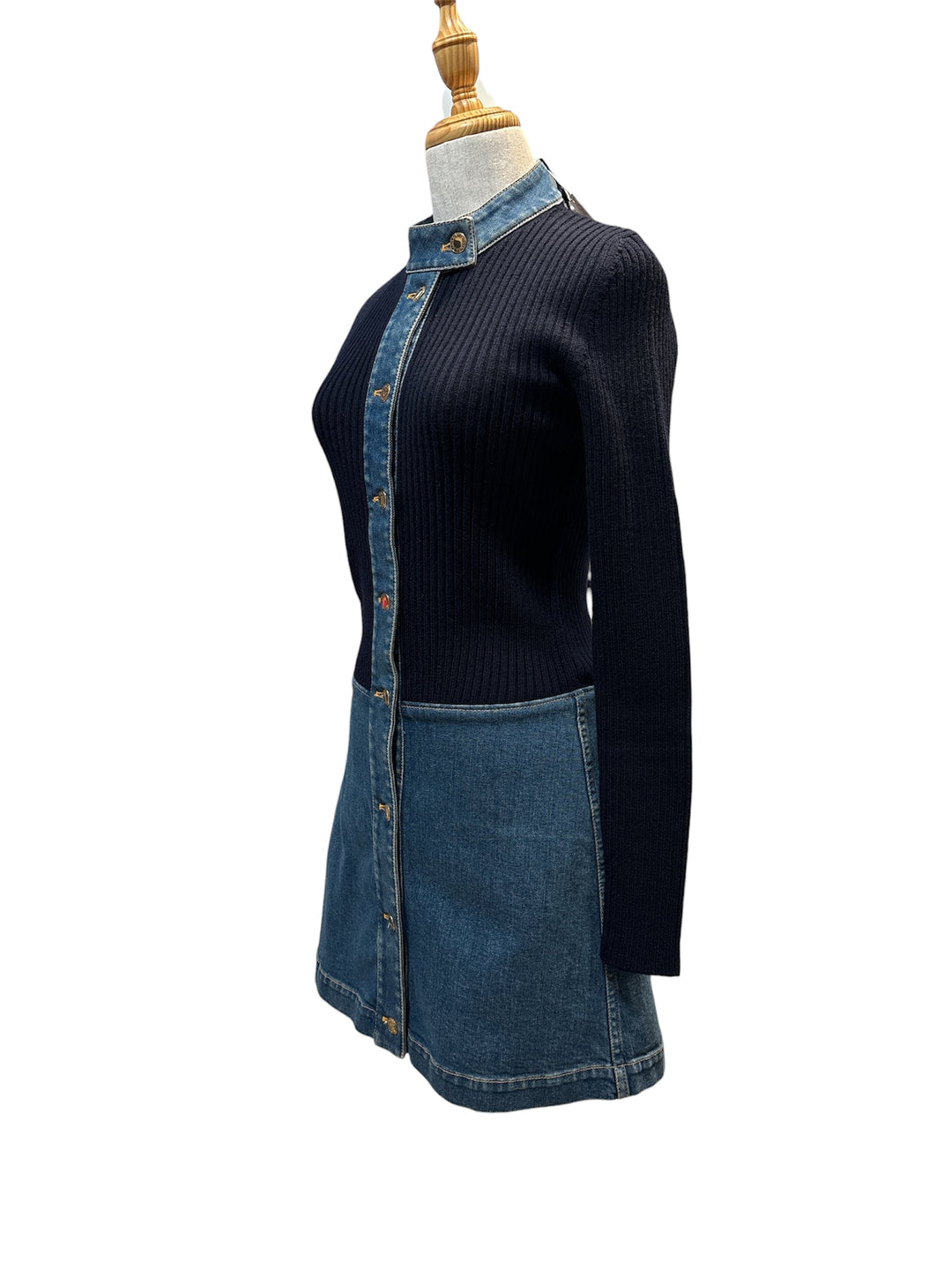 OUIS VUITTON LV 針織拼接丹寧連身裙 LOUIS VUITTON LV Knitted Denim Dress