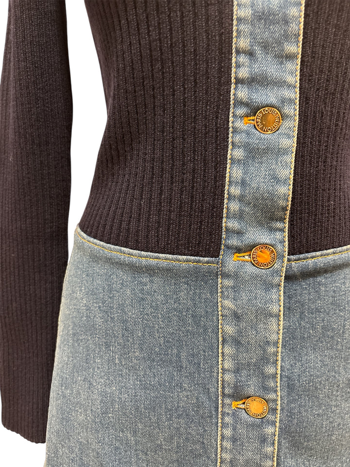 OUIS VUITTON LV 針織拼接丹寧連身裙 LOUIS VUITTON LV Knitted Denim Dress
