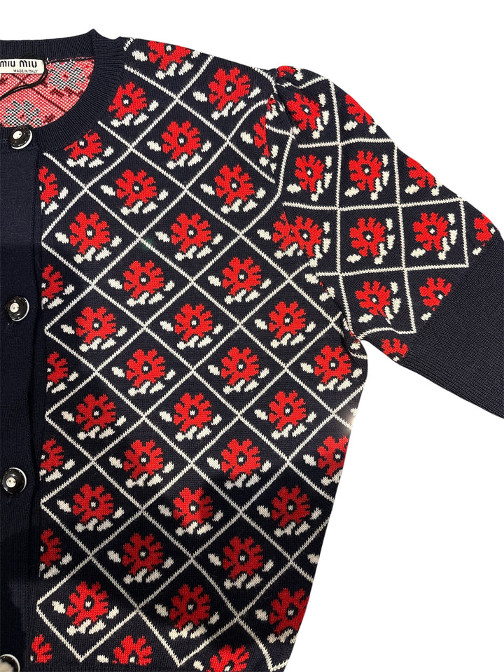 MIU MIU 花卉針織開襟外套 MIU MIU Floral Knit Cardigan