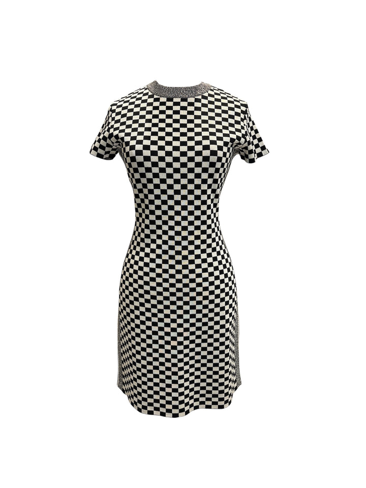 DIOR 黑白棋盤格針織連身裙 DIOR black and white checkered knit dress