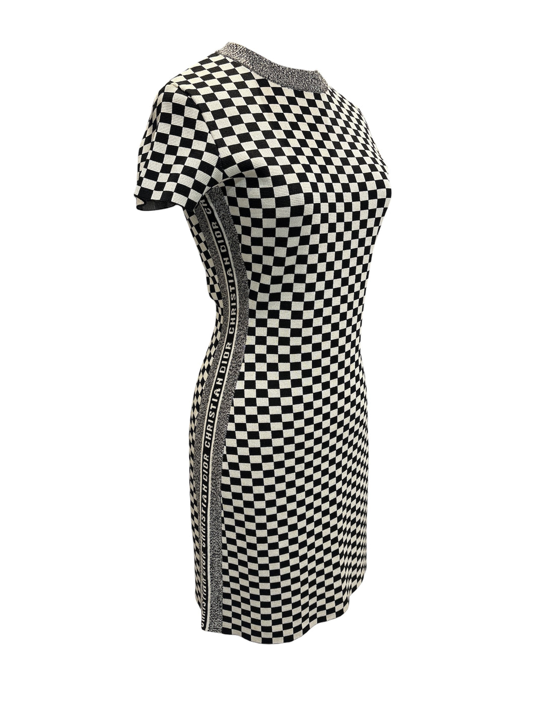 DIOR 黑白棋盤格針織連身裙 DIOR black and white checkered knit dress
