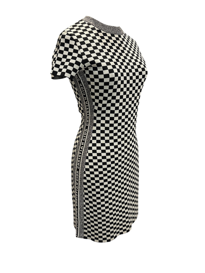 DIOR 黑白棋盤格針織連身裙 DIOR black and white checkered knit dress