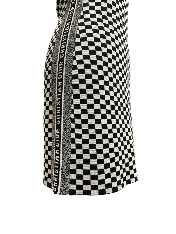 DIOR 黑白棋盤格針織連身裙 DIOR black and white checkered knit dress