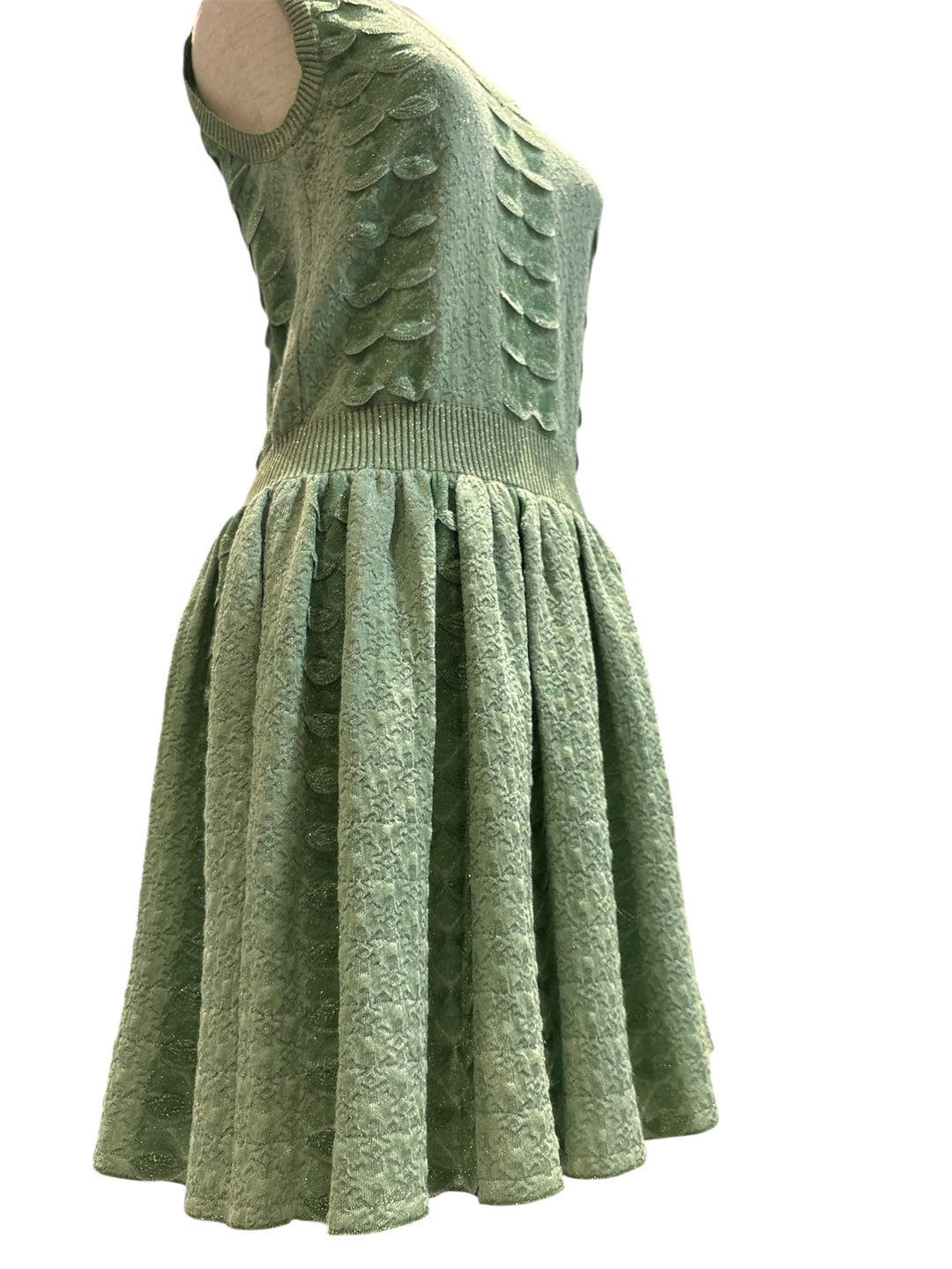 CHANEL薄荷綠花瓣針織連身裙 CHANEL Mint Green Petal Knit Dress