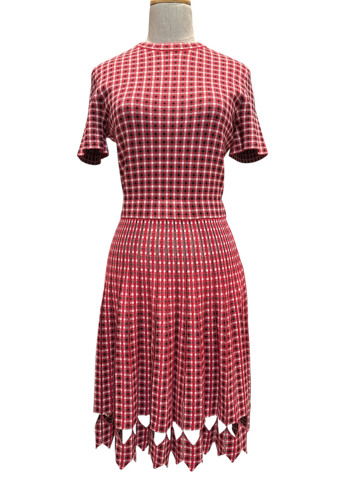 FENDI格紋鏤空針織連身裙 FENDI plaid openwork knit dress