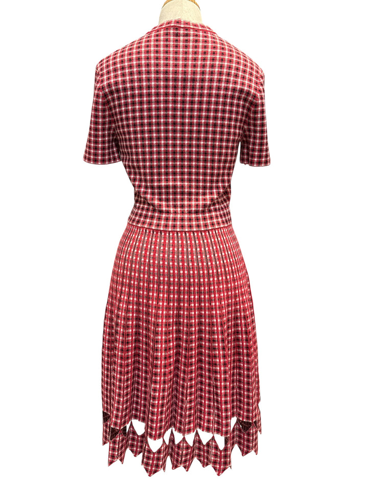 FENDI格紋鏤空針織連身裙 FENDI plaid openwork knit dress