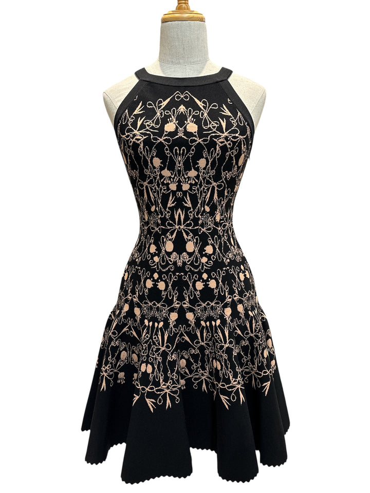 ALAÏA掛頸圖案針織連身裙 ALAÏA halter neck pattern knit dress
