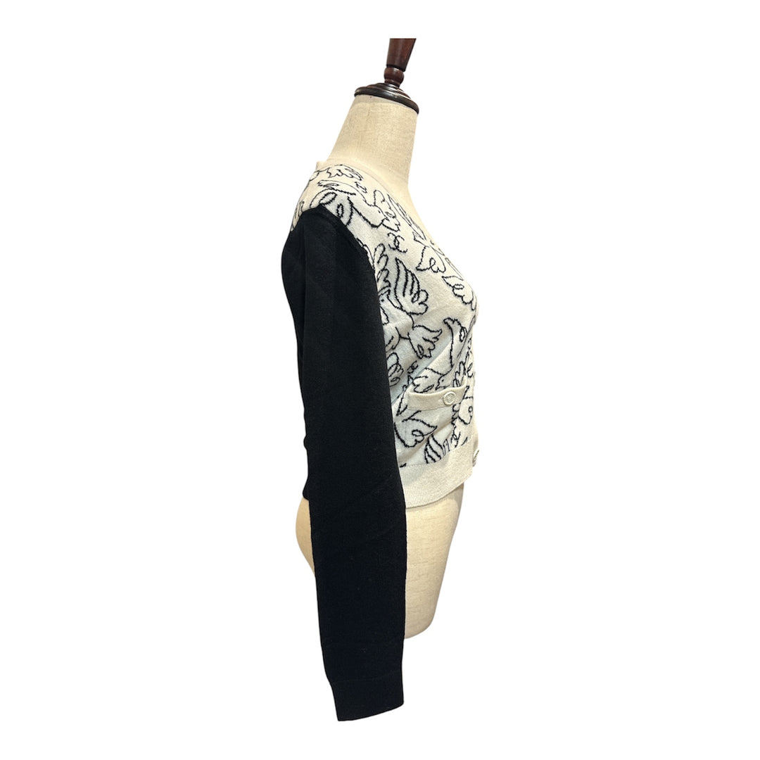 CHANEL黑白拼色和平鴿短款針織開衫CHANEL Black and White Color Block Dove Short Knit Cardigan