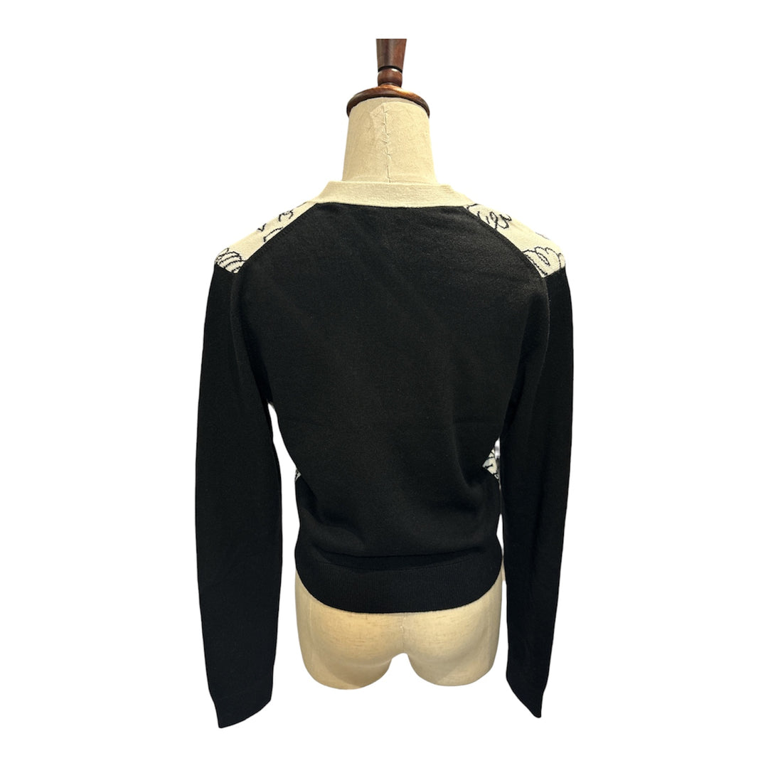 CHANEL黑白拼色和平鴿短款針織開衫CHANEL Black and White Color Block Dove Short Knit Cardigan